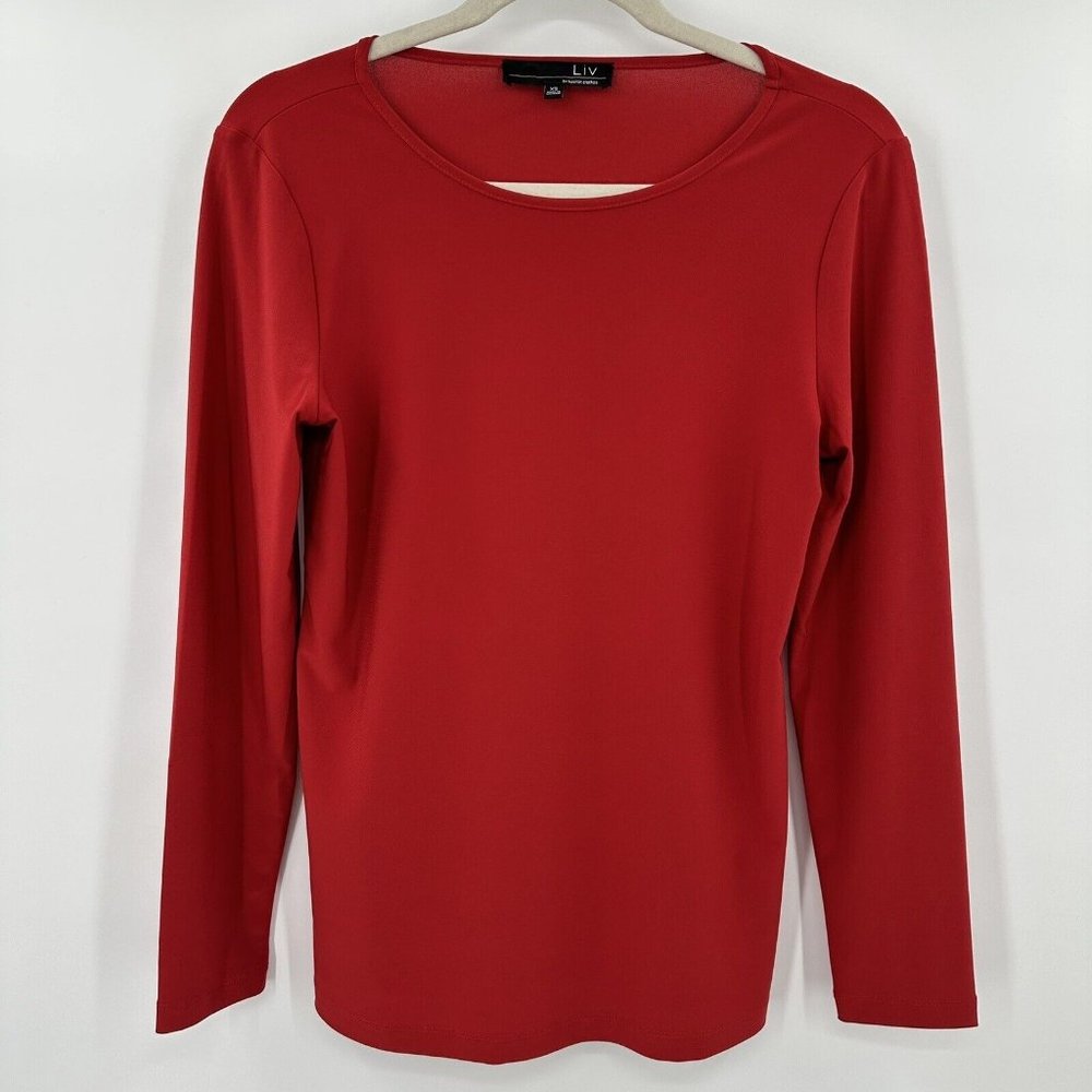 Liv by Habitat Clothes Red Solid Knit Long Sleeve Tee Size XS
